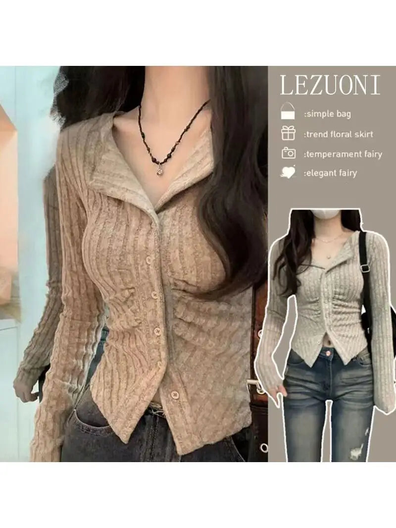 

2023 Knitted Women's Coat Cardigan Sweater Slim Fit Short Underlay Top Autumn Women's Clothing Cardigans For Women Women Top