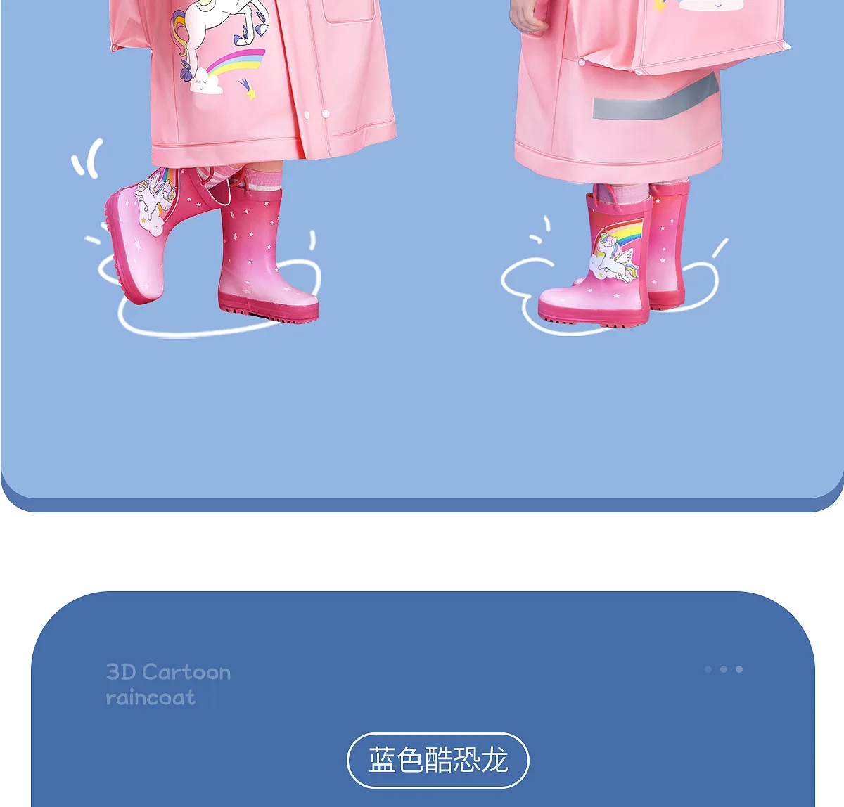 Whole Body Waterproof Kids Rain Poncho - EVA Children's Raincoat for Girls and Boys in Kindergarten with Schoolbag