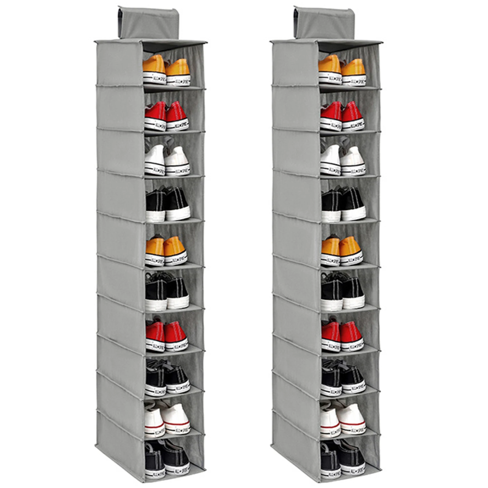 

10 Layer Shoe Box Storage Hanging Bag Collapsible Wardrobe Sundries Organizer Shoe Rack Foldable Space Saving Shoe Storage Shelf