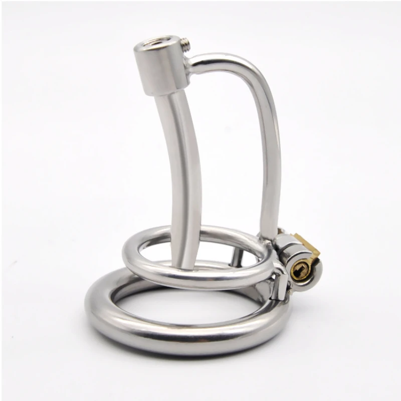 Penis Chastity Cage Chastity Lock Sex Toy Male Chastity Cage Stainless Steel with 8/10/12 Mm Urethral Catheter Penis Lock Penis Ring Device Men's Adult Erotic Sex Toys
