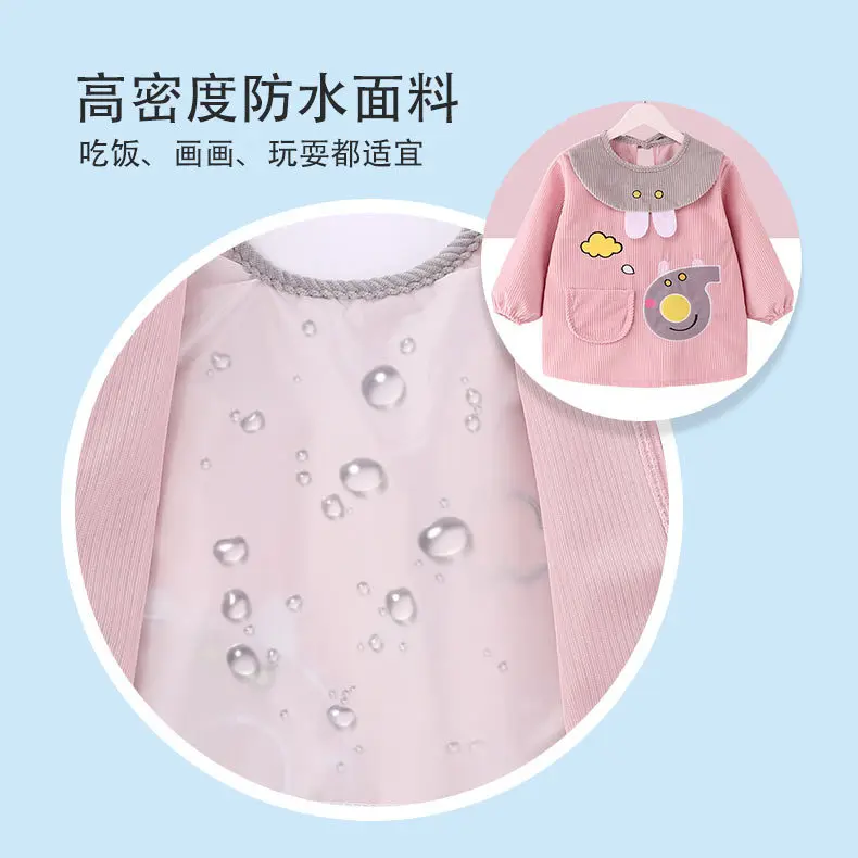 Autumn Winter Baby Clothes Cute Baby Waterproof Boys Girls Burp Cloth Long Sleeve Apron ChildrenFeeding Smock 1-5Y