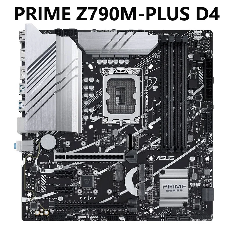 

Материнская плата ASUS PRIME Z790M-PLUS D4 LGA 1700 Intel 12th и 13-го поколения MicroATX PCIe 5,0, 3xM.2 слота, 10 + 1 DrMOS,DDR4,1 ГБ LAN,USB 3,2