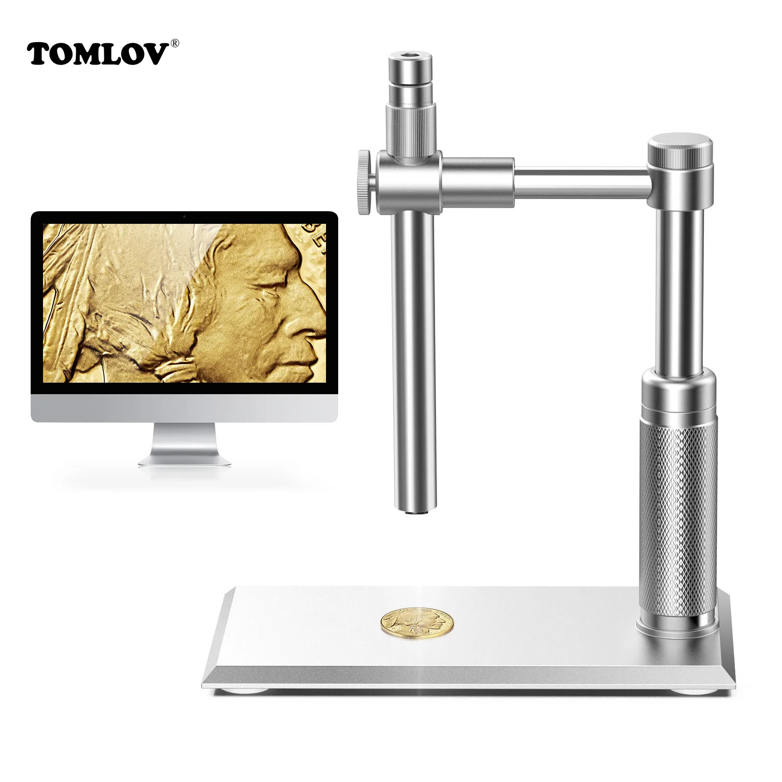 Tomov Digital Usb Microscope 500X Photo/Video Inspection Endscope Camera 8Leds Supporto Regolabile Lente D'Ingrandimento Per La Riparazione