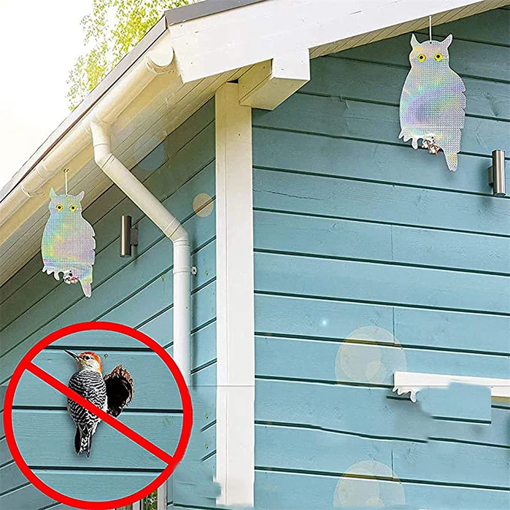 Owl Garden Bird Repeller Owl Chimes Bird Scarer Outdoor Hanging Light Reflective Decoration Pigeons Woodpecker Repellent wind chimes wind chime