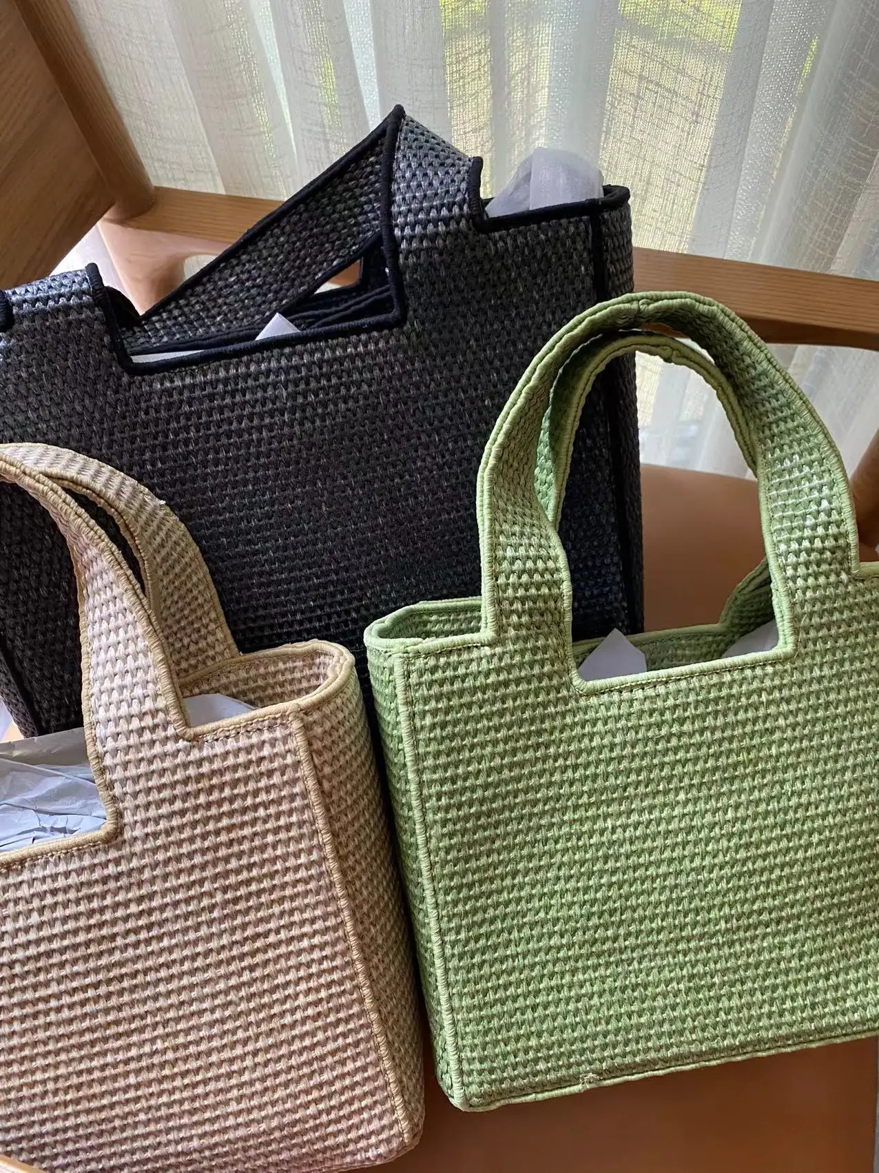 Bolso Rafia Bolso De Paja Para Mujer Bolso De Playa Tejido Con