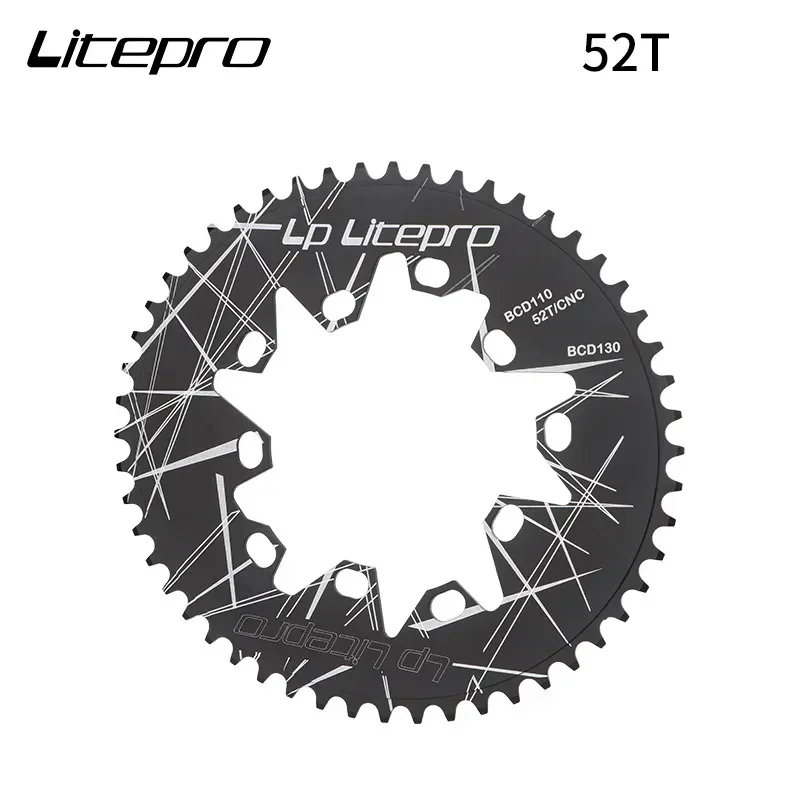 Chainring černá oválné litepro dvojí BCD 110 / 130mm koruna skládací jízdní kolo 52/54/56/58/60T crankset bicykl chainwheel