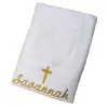 Embroidery Customized Angel cross Name and Date Baptism Towel Face Towel Bath Towels for Baby Christening Soft for Bathing 1