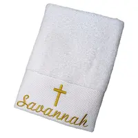 Embroidery Customized Angel cross Name and Date Baptism Towel Face Towel Bath Towels for Baby Christening Soft for Bathing 1