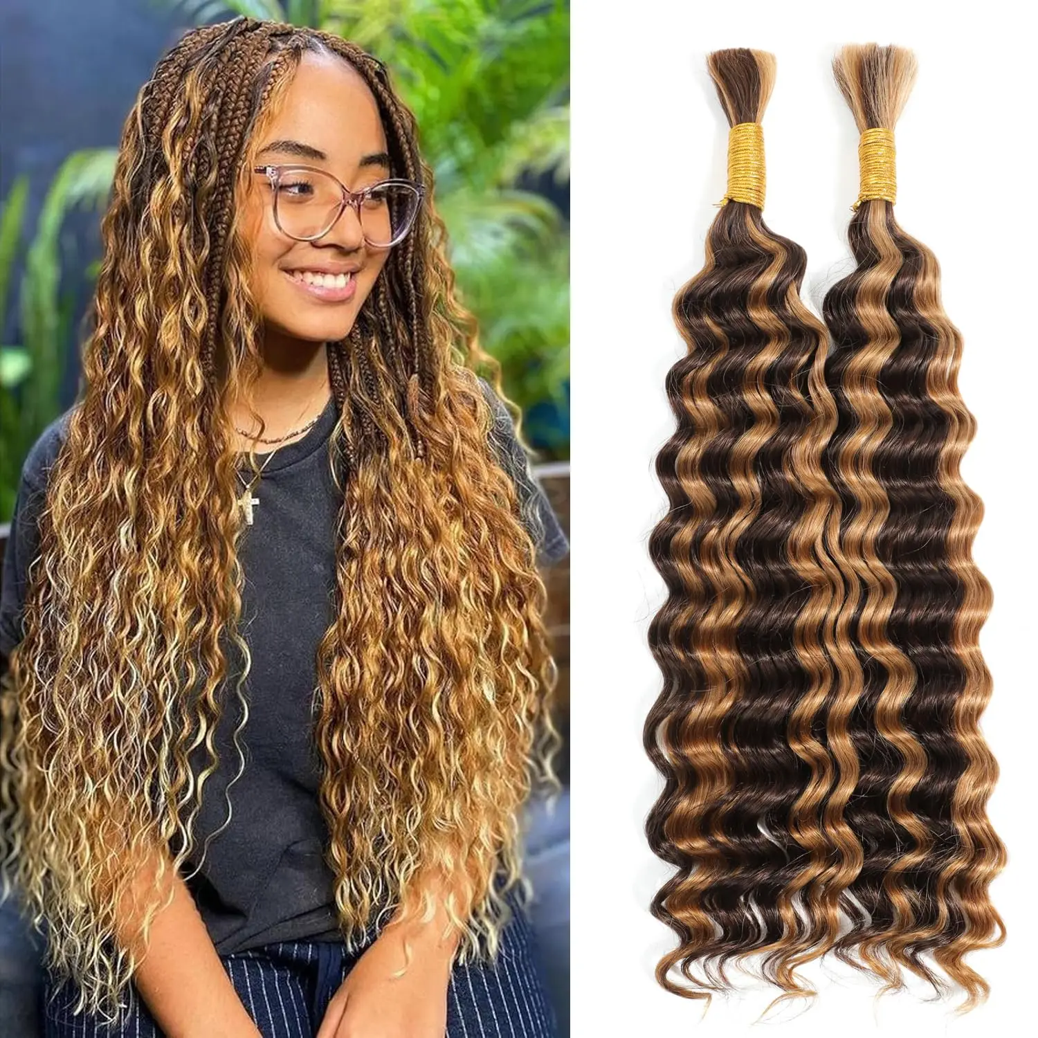 

Colorful Human Hair Bulk Extension No Weft Deep Curly Virgin Human Hair Bulk Hair Weaving African Women Easy Braiding