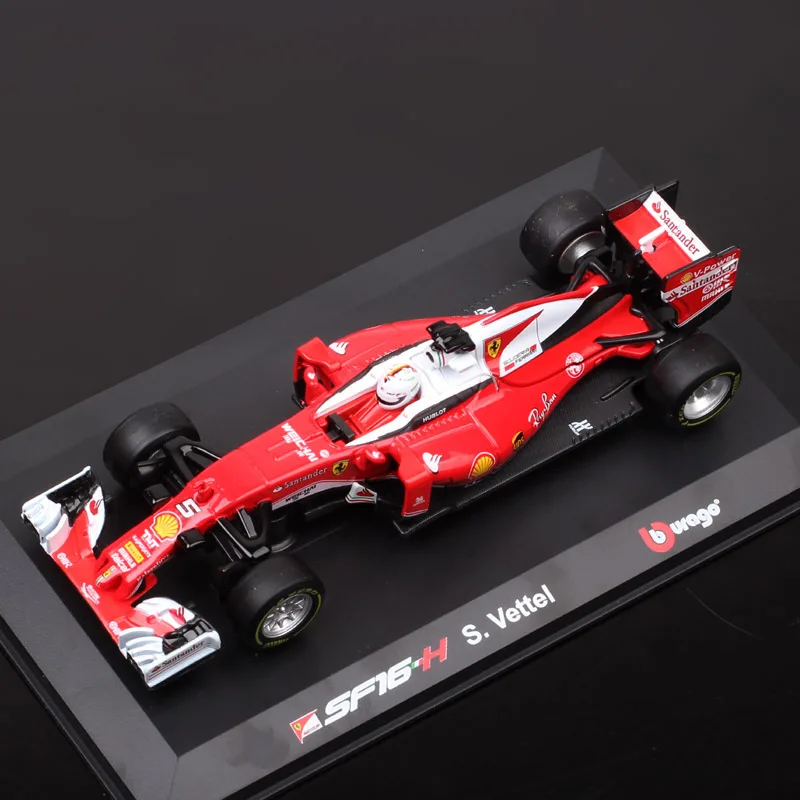 1/32 Scale BBurago SF16-H #5 Sebastian Vettel With Helmet Diecasts & Toy Vehicles Formula Racing Metal Car Model Acrylic Box no box jada 1 24 scale classic 1958 cadillac series 62s with action figure freddy krueger diecasts