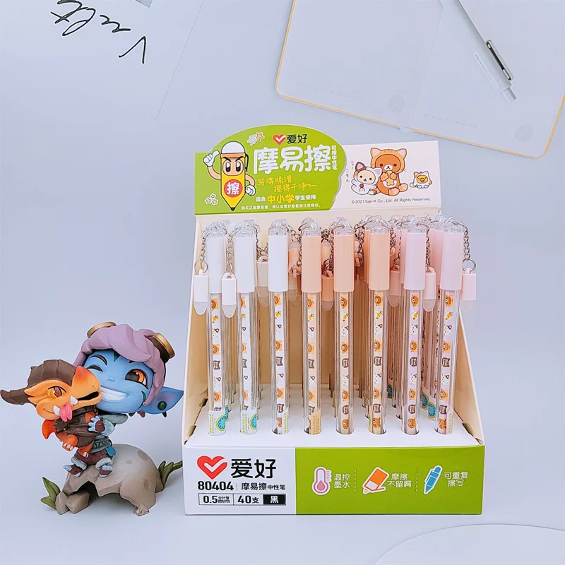 3Pcs AIHAO 80404 리락쿠마 카와이 지울 수있는 젤 펜 학교 사무용품 문구 선물 0.5mm 블루 블랙 잉크