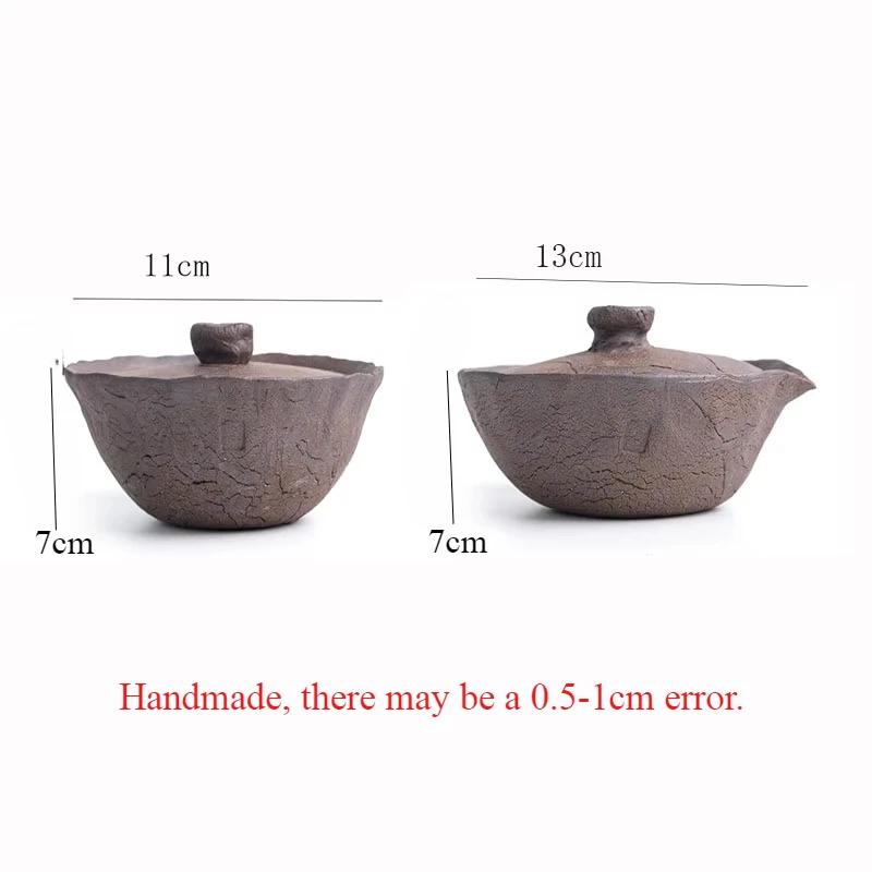 Japanese Art Retro Stoneware Covered Bowl Ceramic Single Large Home Office Tea Bowl Hand Grab Pot Modern Tea Making Accessories