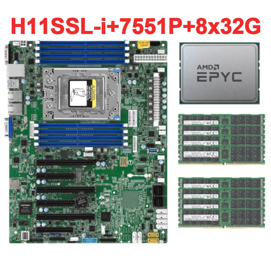 Supermicro H11SSL i Motherboard and Processor Memory Kit AMD EPYC 7551P