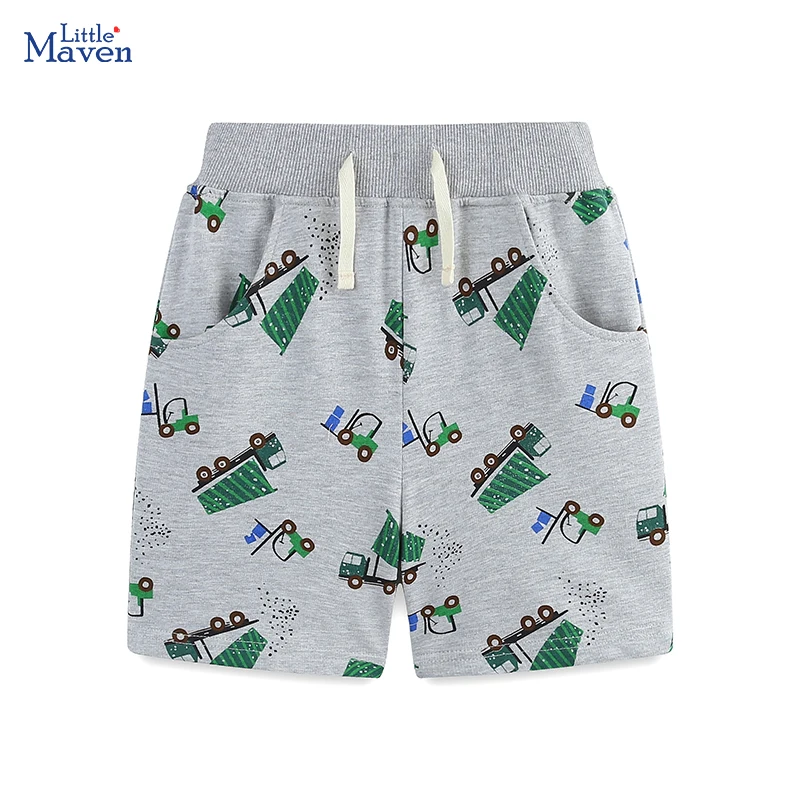 Summer Baby Boys Short Cartoon Excavators Trucks Pants Cotton Soft Comfort Children's Wear for Kids 2-7 years