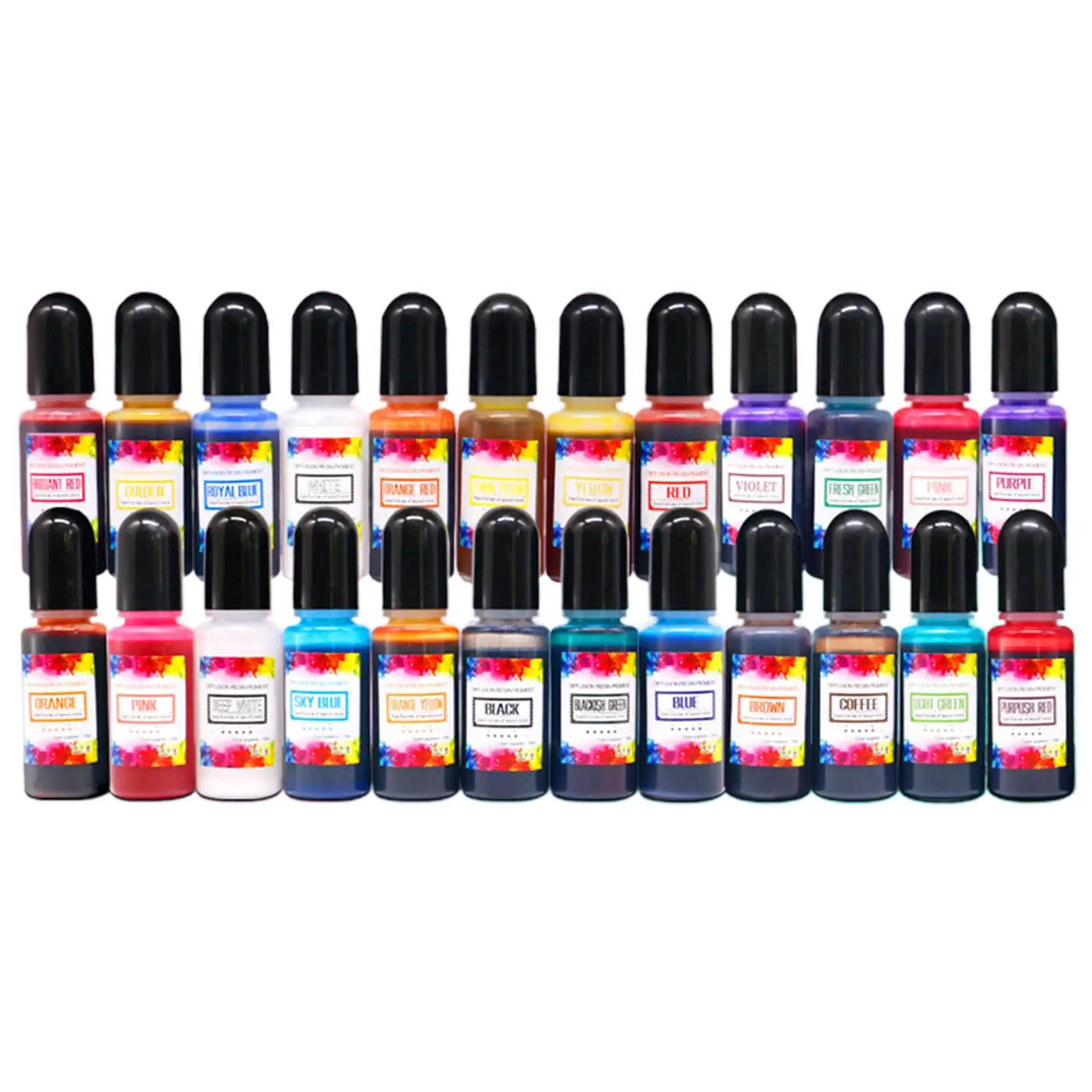 

24x Alcohol Inks Epoxy Resin Pigment Alcohol based Ink Resin Coloring 10ml Each for Dish Making Acrylic Painting DIY Art Crafts