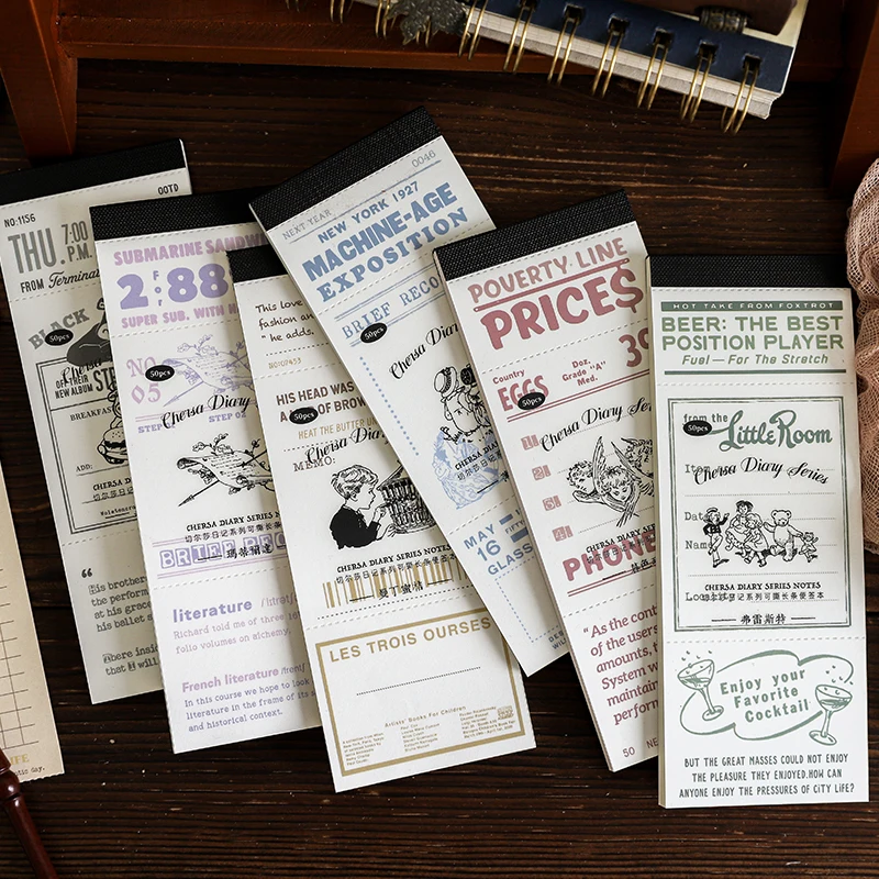 Journal GO 50sheets Creative Vintage Memo Pads Scrapbooking Collage Stationery Junk Journal Retro Notes Paper for School Office 4