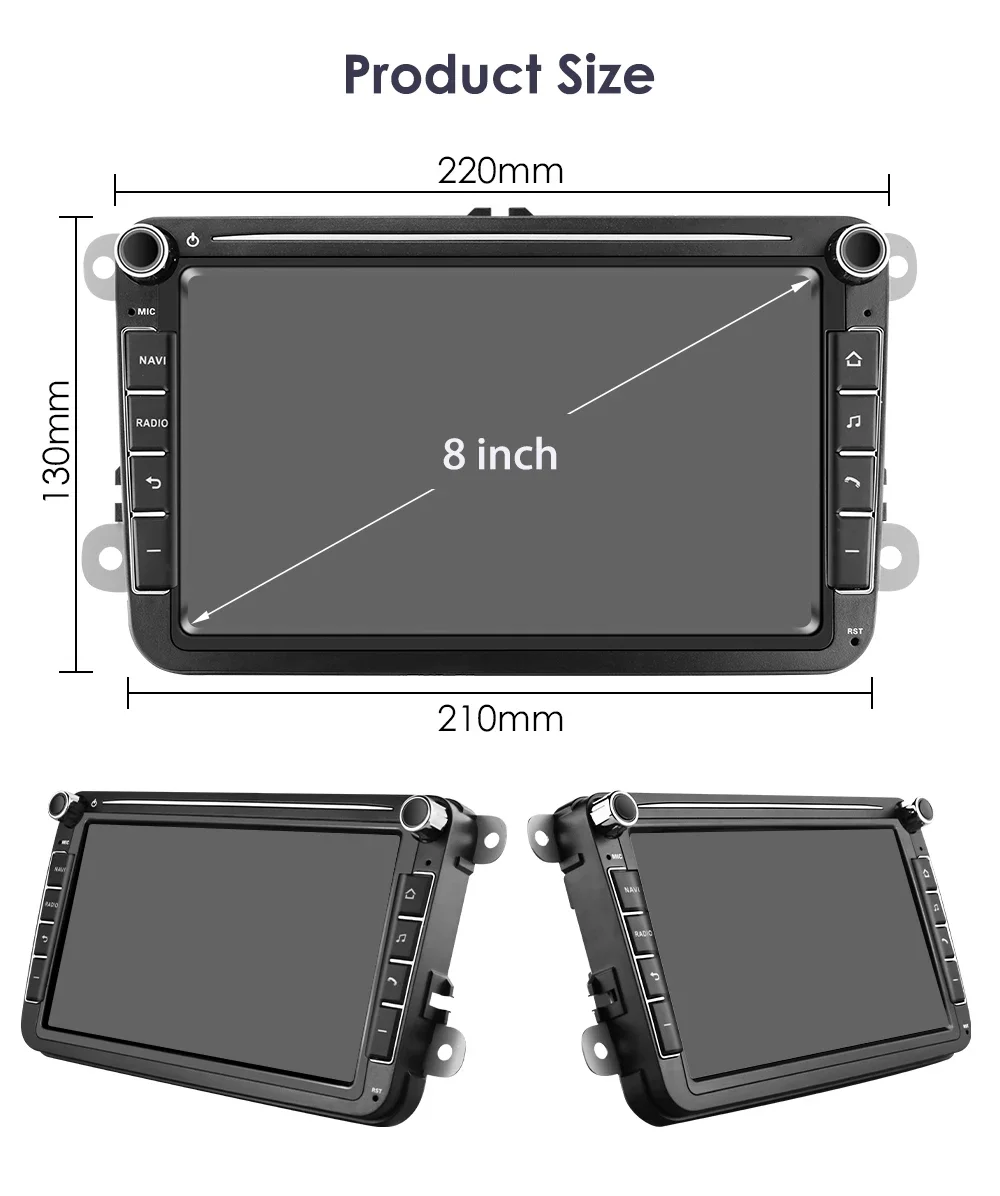 8 " Hizpo 2Din Android13 Radio de coche para Volkswagen VW Skoda Octavia Golf 5 Touran Passat B6 Polo Jetta Amarok Auto CarPlay GPS RDS 6