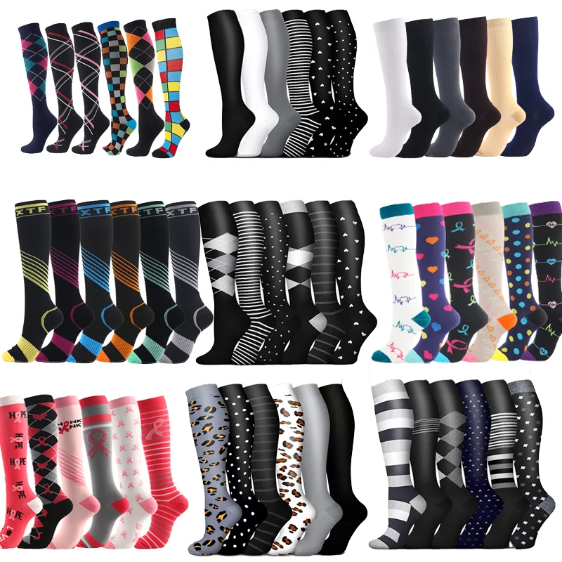 5/6/7 Compression Socks Varicose Vein Wholesale Pain Relief Diabetic Running Soccer Basketball Sports Socks Knee High