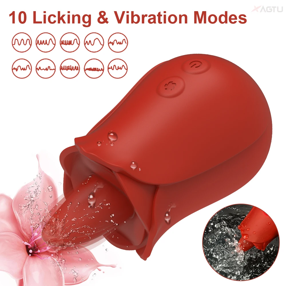 Rose Vibrator Clitoral Stimulator With Tongue Licking Function_voghion.com