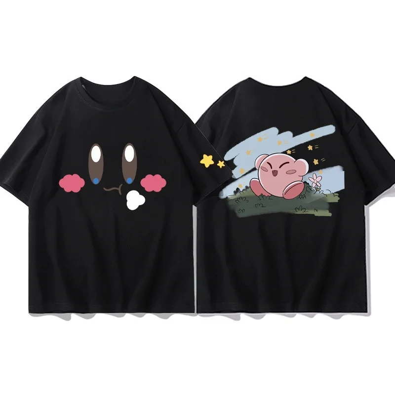 Y2KT-T-Shirt aus reiner Baumwolle mit Kirby-Gesichtsausdruck für Erwachsene und Kinder, geeignet für zu Hause bleiben oder Ausgehen – Detail 7