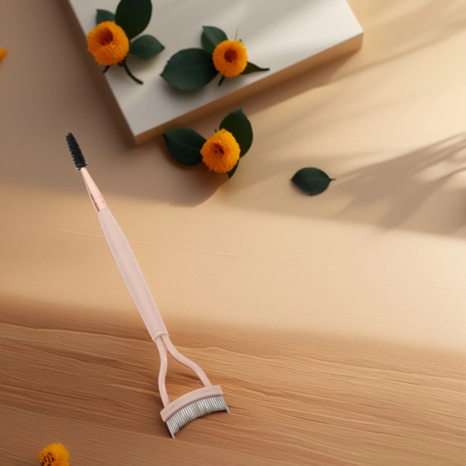 듀얼 헤드 눈썹 및 속눈썹 빗 스테인레스 스틸 바늘 플라스틱 손잡이 메이크업 그루밍 도구 휴대용 속눈썹 분리기 브로우