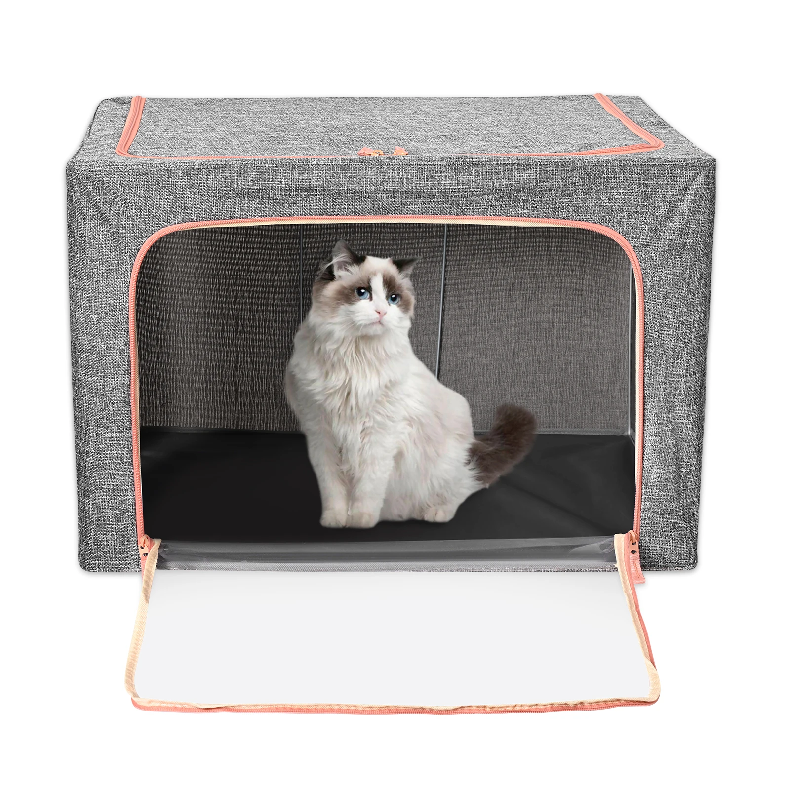 Pet Atomization Cage 56L Breathable Puppies/Medium Dog/Cat Inhalation Oxygen Therapy Chamber Pet Oxygen Inhalation Box ICU Cage with Waterproof Pet Heating Pad 