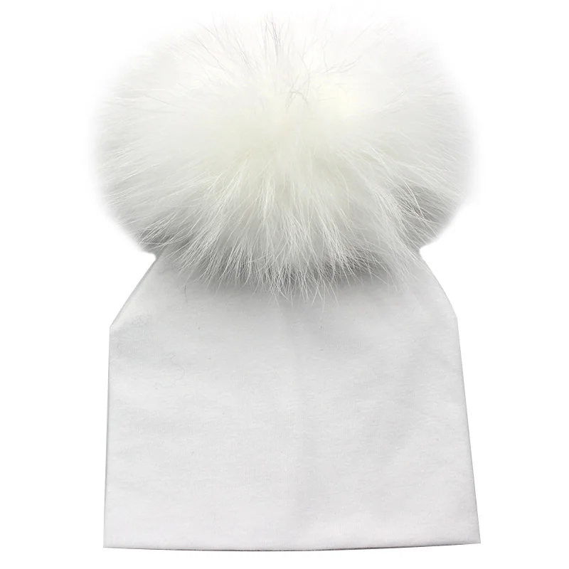 Baby Cotton Hat Girl Boy 0-2Years Newborn Hat Kids Pom Pom Black White Grey Pink Beanie Knit Spring Autumn Winter Cap