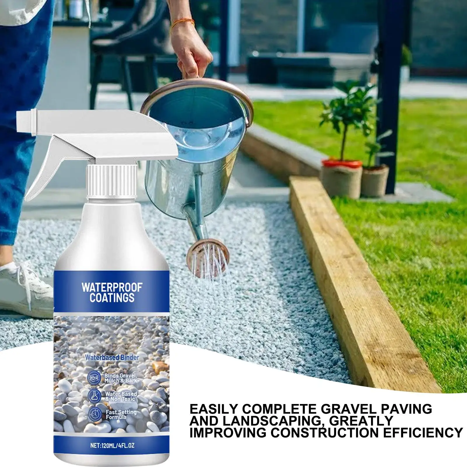 Gravel Glue Lock Down Sticky Rock Glue Sealer Adhesive Stabilizer Waterproof Fast Drying Spray 120ml For Outdoor Yard Playground