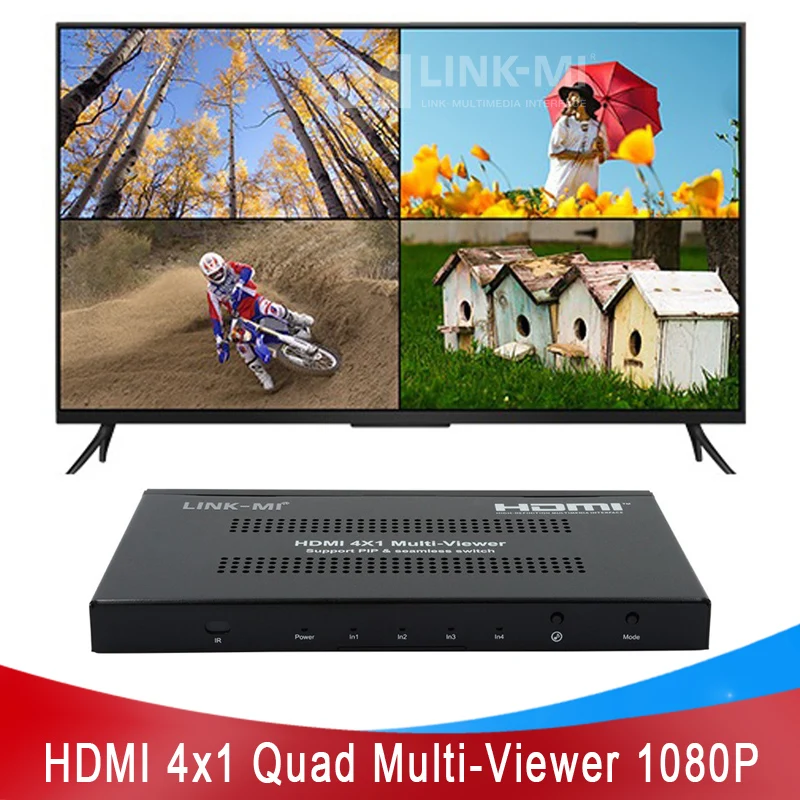 LINK-MI 4X1 HDMI мультипросмотр 1080P/60 Гц Аудио Видео бесшовное переключение без черного экрана 4 в 1 выключатель