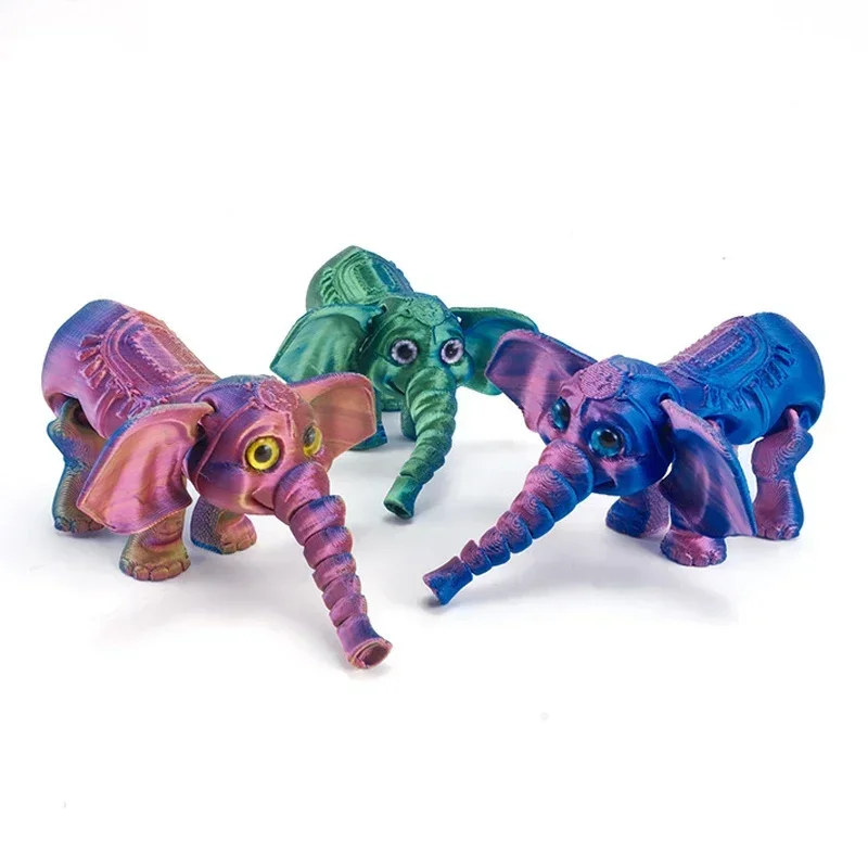 3D Printing Cute Elephant Cartoon Model Toys Mobile Limb Joint Children's Gifts Toys Model Ornament Creative and Novel Decorate