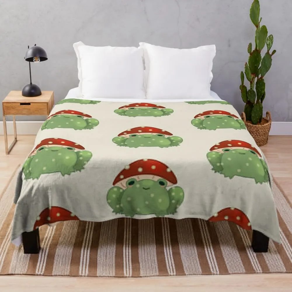 

mushroom frog Throw Blanket bed plaid Beautifuls Thins Softest Blankets For Bed Blankets