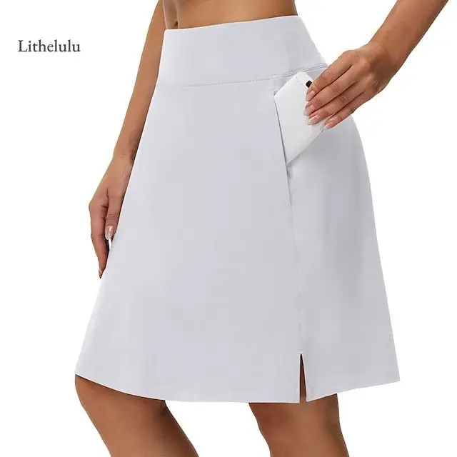 Women Casual Solid Color Mid-rise Culottes, Golf Skirts, Sports, Tennis, Yoga, Five-point Leggings, Comfortable Culottes