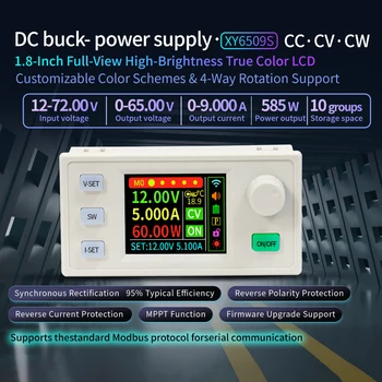 XY6509S CNC Adjustable DC Voltage Regulator Power Supply 9A 585W Constant Voltage Current Maintenance Buck Module MPPT Charging