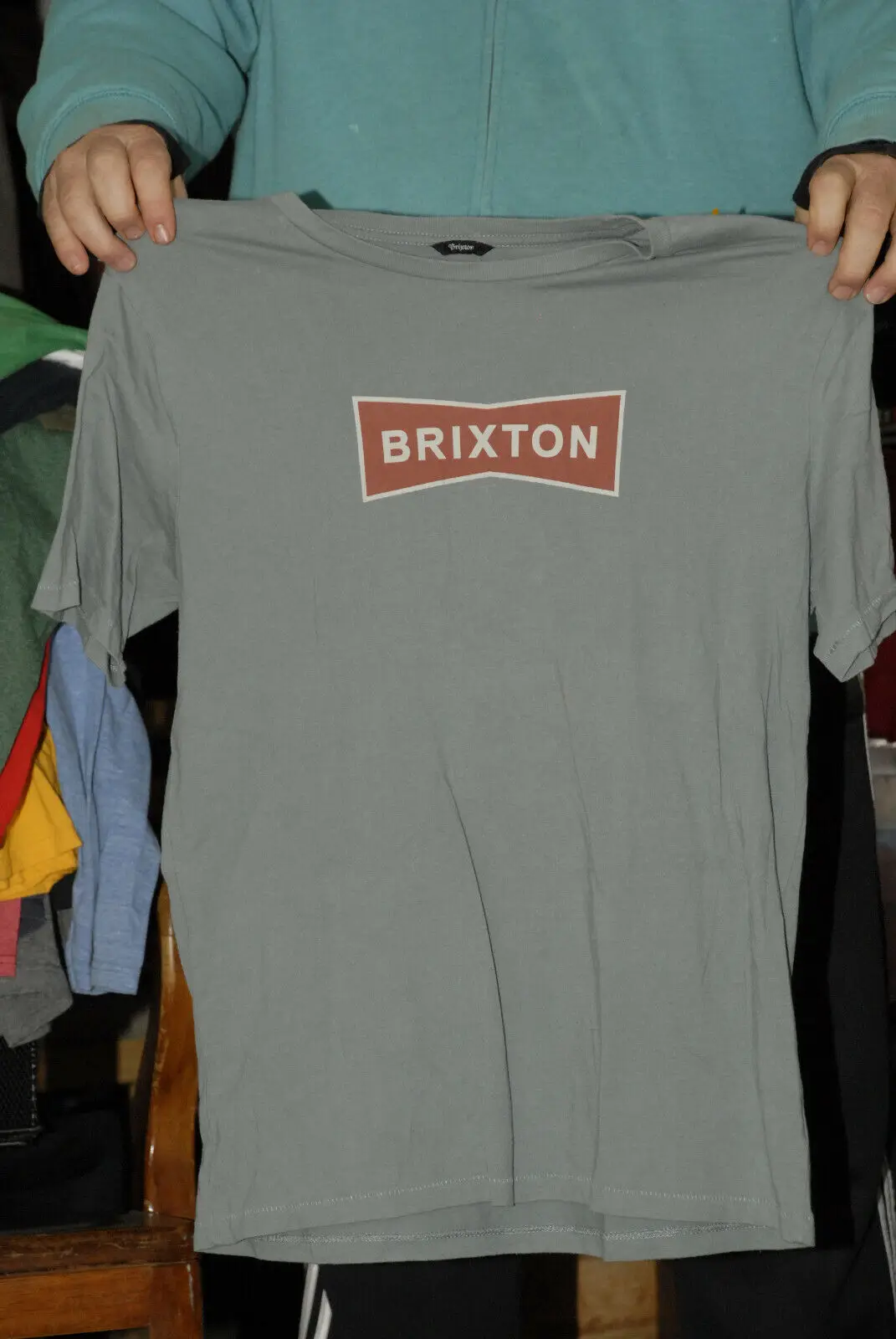 Brixton Brand Designer T Shirt Large Gun Metal Grey Uk Biker Brand