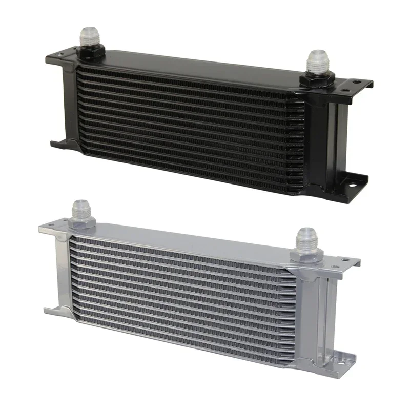 

Universal Oil Cooler 13 Row 248MM 8AN 3/4"-16 UNF Engine Transmission MOCAL Style AN-8 Racing Aluminum Silver/Black