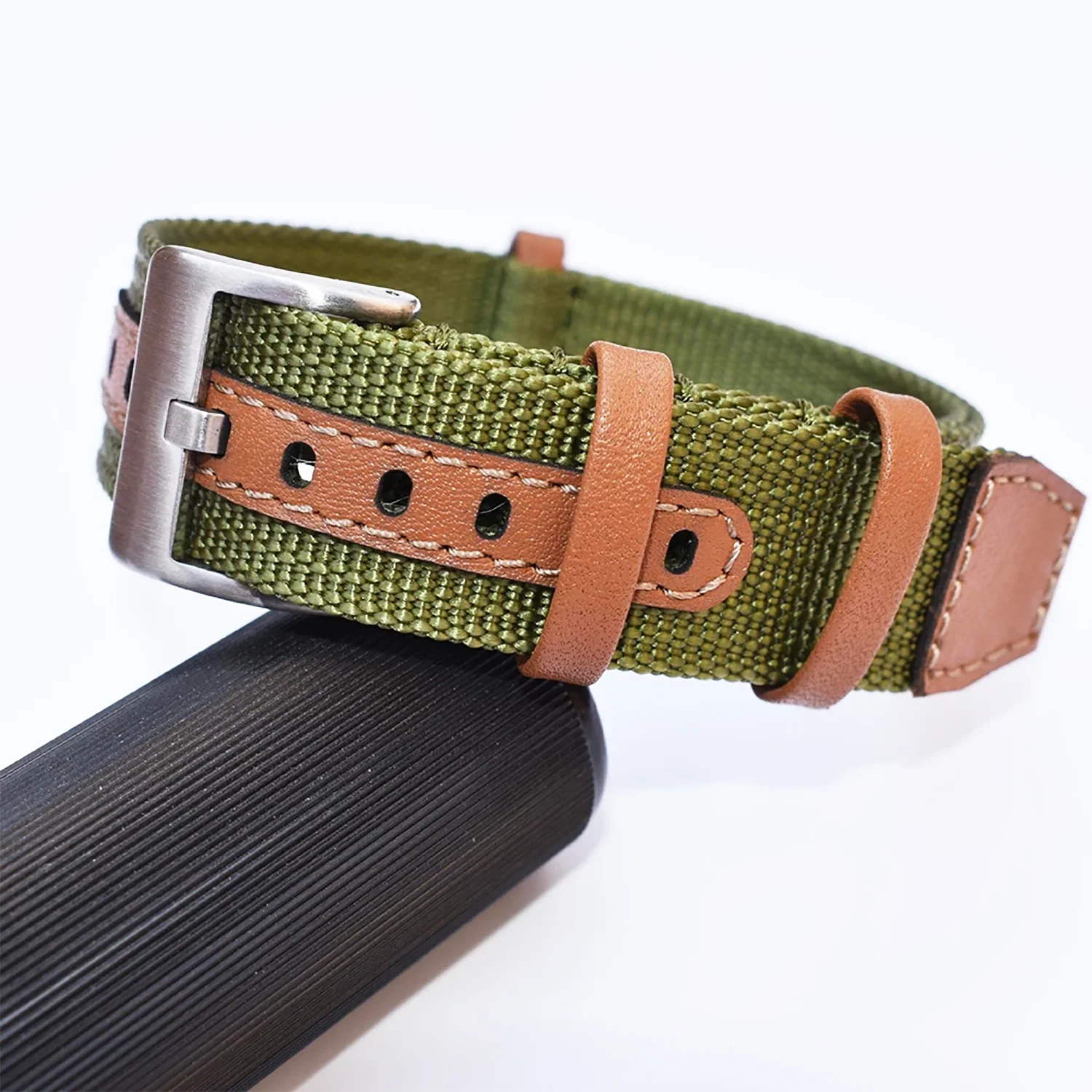 Versatile Canvas Nylon and Leather Watch Strap, Soft and Stylish