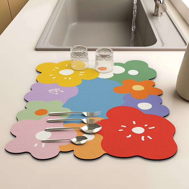 

Kitchen Bowl, Chopsticks, Drainage Pad, Countertop, Imitation Diatomaceous Mud Absorbent Pad, Washable and Mold Resistant