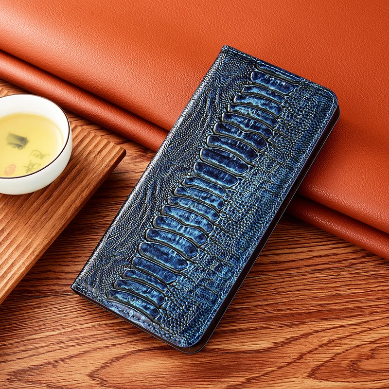 

Cowhide Magnetic Flip Phone Case For Samsung Galaxy M01S M02S M10S M20S M30S M40S M60S M80S Ostrich Veins Genuine Leather Cover