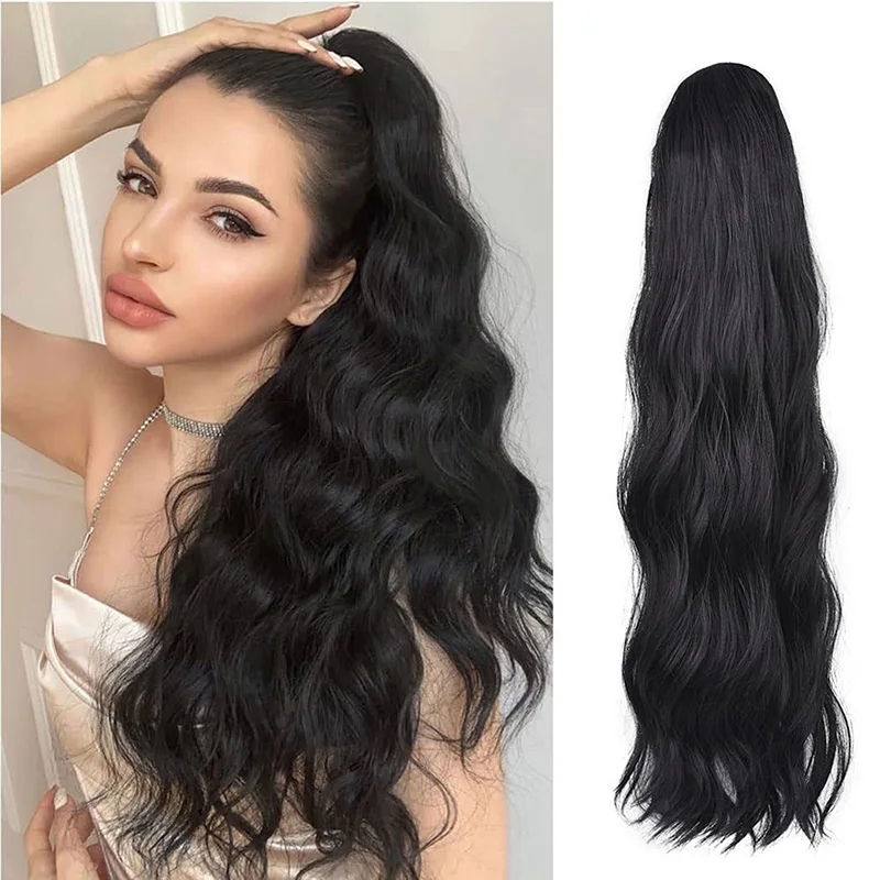 

Ponytail Extensions for Women 22 Inch Long Curly Wavy Hair Piece Synthetic Hair Extensions