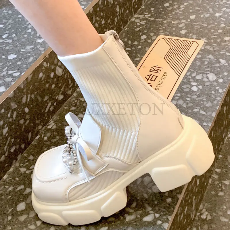 

Роскошные брендовые дизайнерские ботинки на платформе, новые осенние женские легкие удобные массивные ботинки, модная женская обувь, обувь, носки, туфли-лодочки