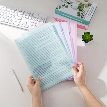 Cartella per documenti trasparente da 8 pezzi Cartella in plastica tipo L Copia sicura Tasca per progetti Formato US Letter / A4 in colore trasparente Organizzatore di file