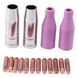 Jeu de buses de soudage Mig AK15, 16 pièces, pointe de Contact, 0.8mm MB15, accessoires en céramique 