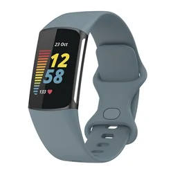 Silicone Sport Strap - Soft Replacement Wristband Accessory for S (Steel blue)