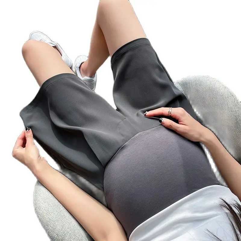 Plus Size Maternity Summer Shorts Thin Out Wear Knee-length High Waist Pregnant Women's Suits Pants Pregnancy Belly Trousers 2