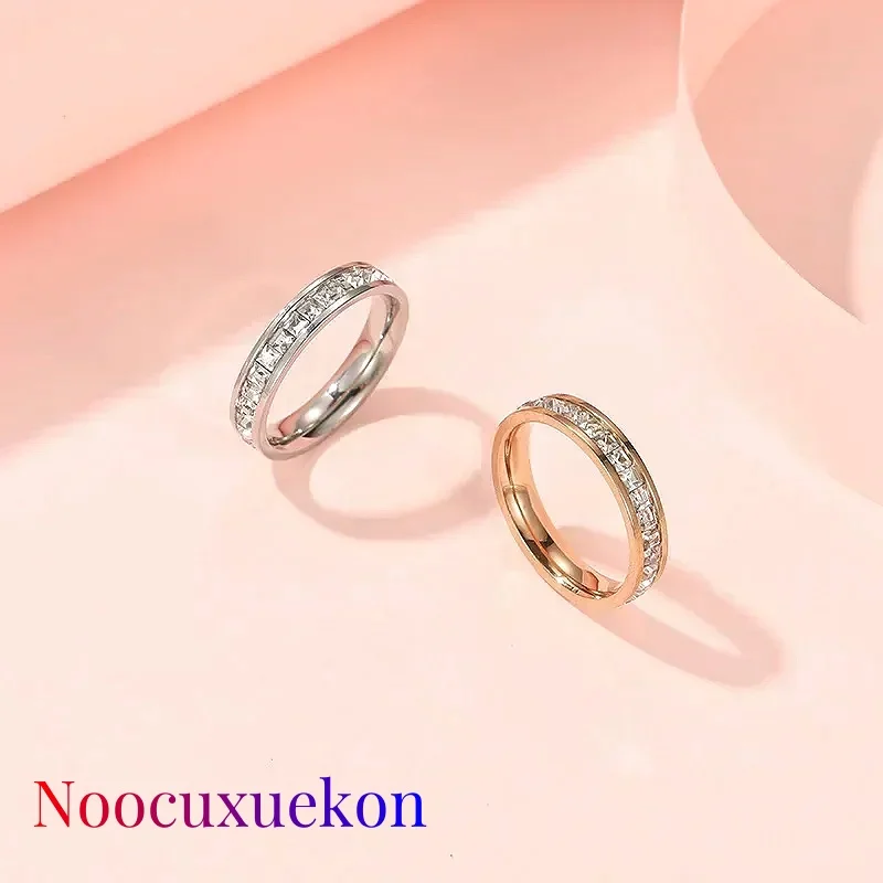 2025 Fashion Style Hochwertiger Titanstahl modischer und einfacher Sandformring für Damen, 4 mm breit, Geschenkarmband, Großhandel_voghion.com