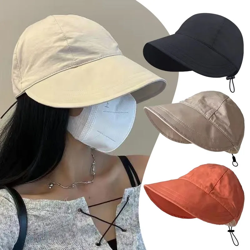 

Summer Bucket Hat Women Solid Color Soft Foldable Wide Brim Sun Visors Cap Women Outdoor Sports Running Snapback Cap