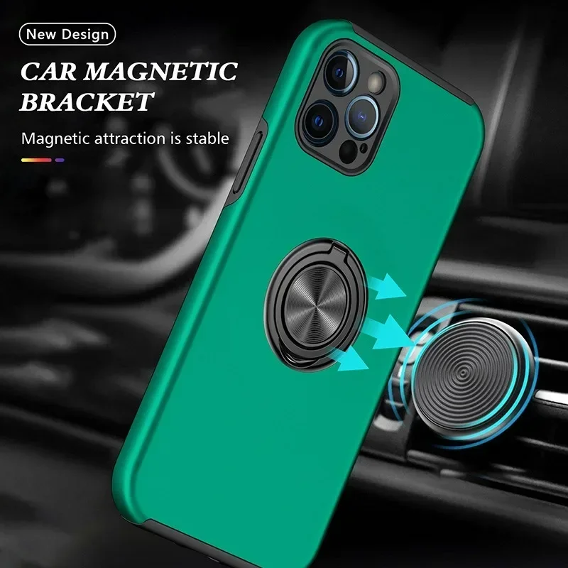 Magnetic Ring Holder Phone Case - Hard Shell Protective Cover
