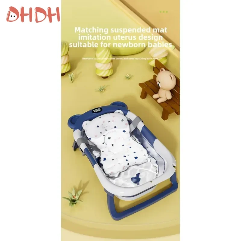 Vasca da bagno per neonato Vasca da bagno per uso domestico Vasca da bagno per bambini Grande pieghevole Facile da riporre Vasca da bagno a temperatura in tempo reale Prodotti per bambini - immagine 2