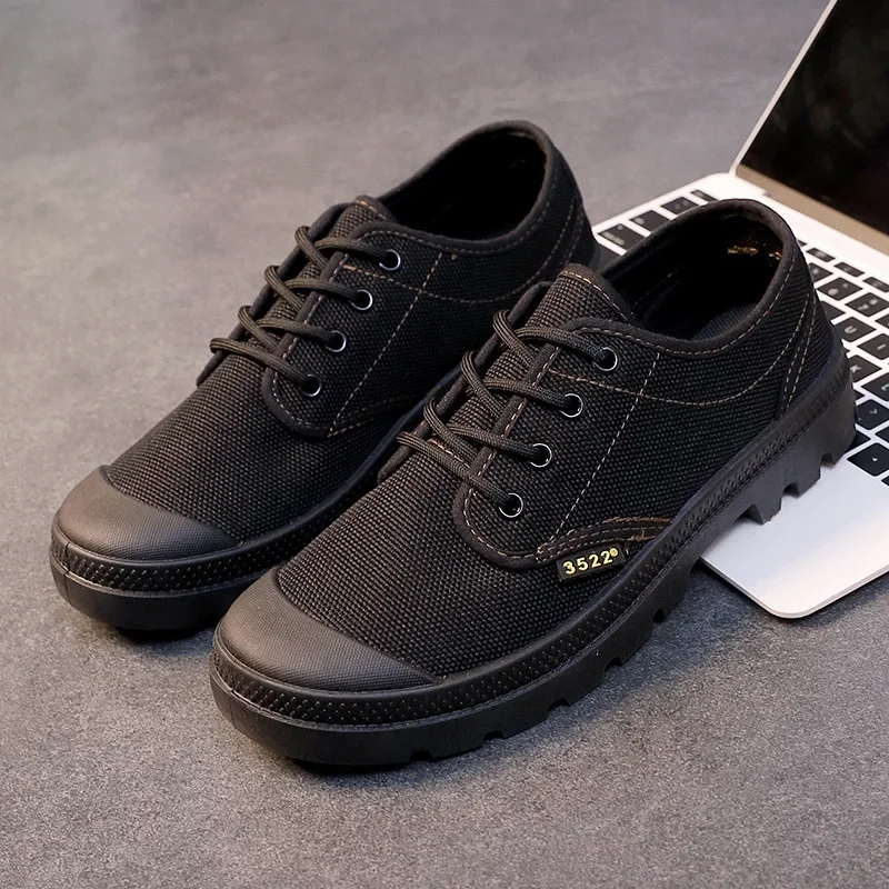 Canvas Sneakers Men Breathable Sport Shoes Outdoor Wear-resistant Men's Hiking Shoes Fashion Lace-Up Training Working Shoes Male 2