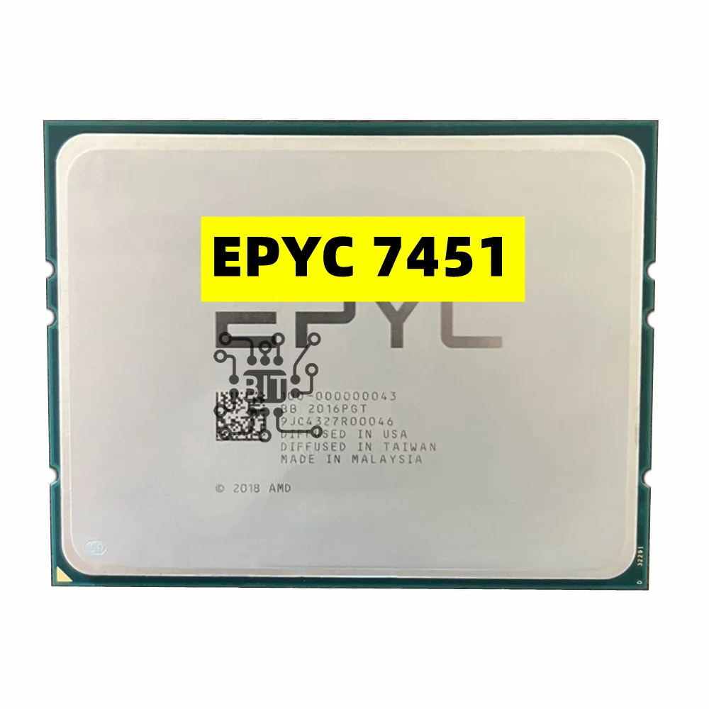 AMD EPYC 7451 CPU 7nm 24-Cores 48-Threads 2.3GHz 64MB 180W processor Socket SP3 Server Processor EPYC7451
